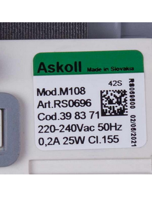 Помпа (насос) для пральної машини Gorenje 398371 292050 Askoll 25 Вт M108 (контакти спарені ззаду, на 3 саморізи)