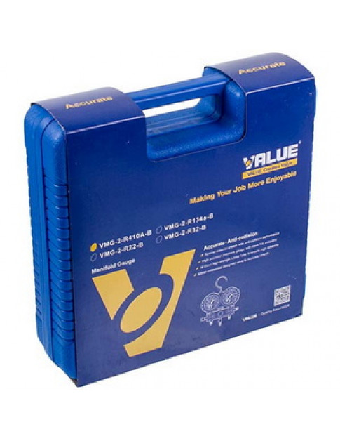 Манометричний колектор 2-вентильний VALUE VMG-2R410A-B-1 + шланги 3шт (R410 R407 R22 R134)