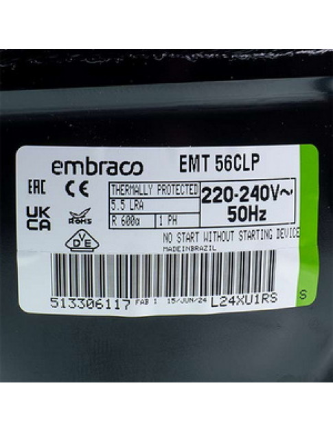 Компресор для холодильника EMBRACO EMT56CLP 1/6 HP R600a 155W