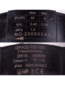 Частотний циркуляційний насос у зборі Generous GPA32-7III-180 5-52 Вт