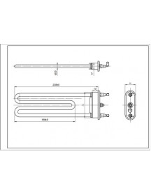 Тен для пральної машини TPD 240-SG-2050 Thermowatt L=240mm 2050W