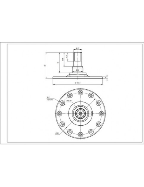 Фланец барабана (опора) для стиральной машины Electrolux, Zanussi, диаметр вала = 17мм 12 отверстий xM5 (подшипник 6203)
