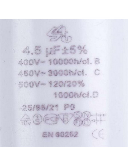 Mondo Пусковий конденсатор CBB60 для пральної машини  4.5uF 450V