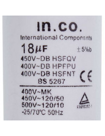 Mondo Пусковий конденсатор CBB60 для пральної машини 18uF 450V Mondo Пусковий конденсатор CBB60 для пральної машини 18uF 450V