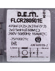 Сетевой фильтр для стиральной машины Bosch \ Bauknecht \ Whirlpool 00171254 D.E.M. FLCR280501E, 0.47 мкФ / 0.5 мГн
