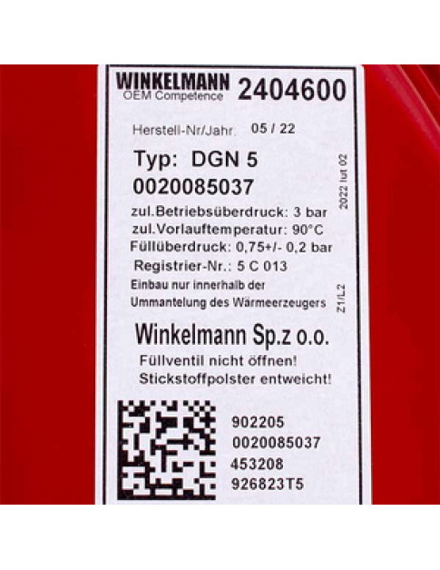 Розширювальний бак Winkelmann DGN 5 л 3/8&apos&apos для газового котла Protherm Пантера, Рись, Леопард, Гепард 0020027611
