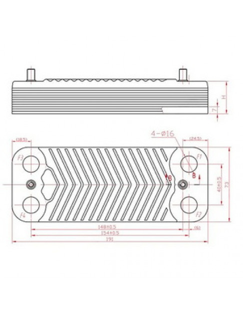 Теплообмінник пластинчастий ГВП Swep (12 пластин) для газового котла Protherm Пантера v.15, v.17 0020043598