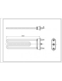 Тен для пральної машини Bosch 00643463 TPO 200-SG-2000 Kawai L=200mm 2000W