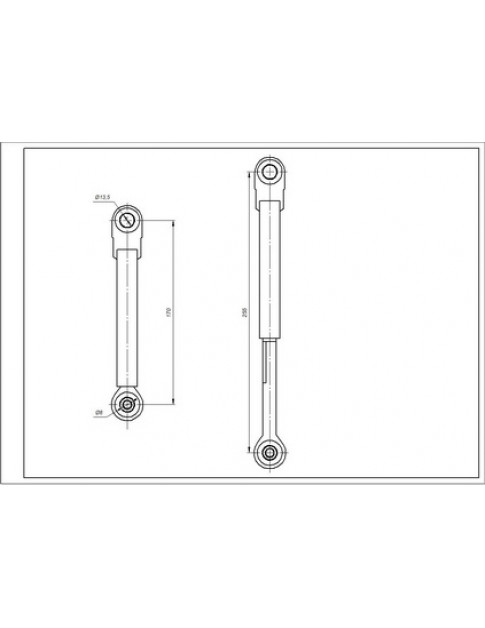 Амортизатор бака для пральної машини Bosch 00673541 з дюбелем (2 шт.) L=170-250mm D отвору=8/14mm