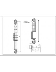 Амортизатор бака для пральної машини Bosch 00673541 ANSA (з дюбелем) 80N L=180-265mm D отворів=8/12mm