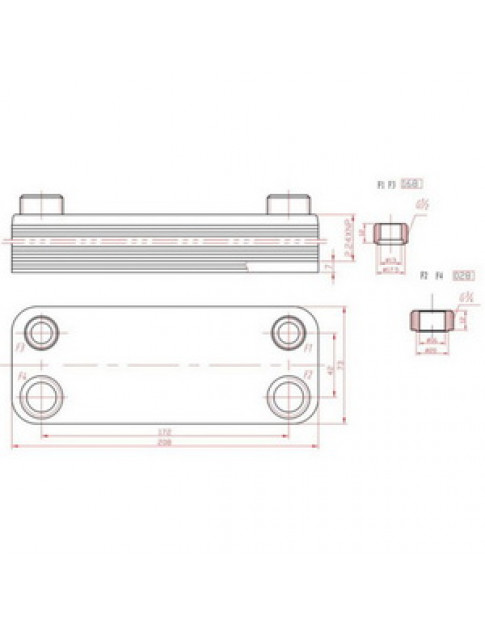 Теплообмінник пластинчастий (14 пластин) для газового котла Vaillant 064950