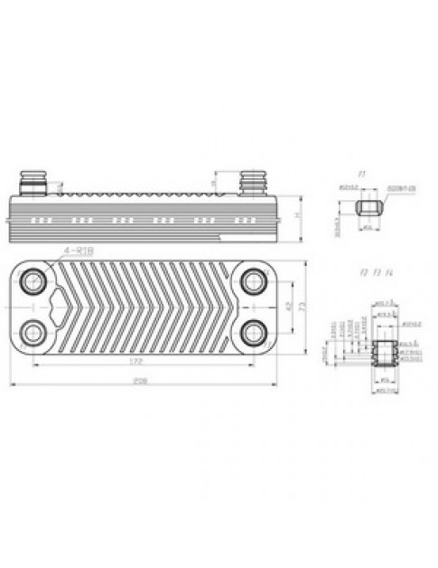 Теплообмінник пластинчастий ГВП (12 пластин) для газового котла Vaillant 065028