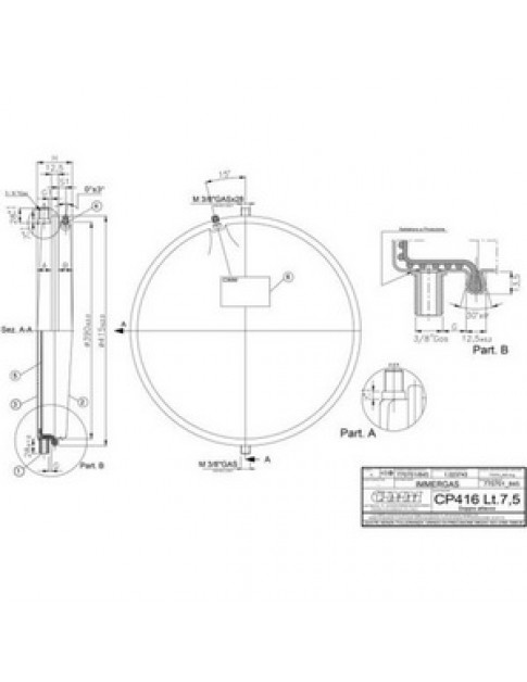 Розширювальний бак Cimm CP416 7,5 л 3/8&apos&apos для газового котла Immergas Eolo/Nike Mini 28 кВт 1.022615