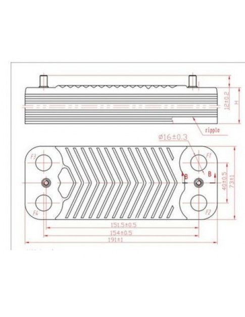Теплообмінник пластинчастий ГВП (12 пл.) для газового котла Immergas Eolo/Nike Mini 3E, Mythos 2 E, Major 4 E 1.028657