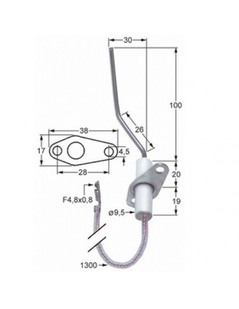 Електрод розпалу для піца-печі Cuppone/Electrolux Professional/Zanussi 100780