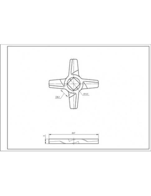 Ніж для м&aposясорубки Zelmer ZMMA025X (A861009) 10003882 D=47mm s=5mm Отвір=9x9mm NR5 (двосторонній)
