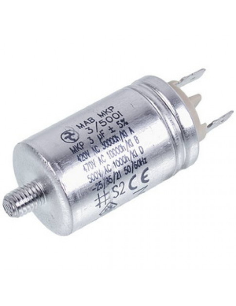Пусковий конденсатор для посудомийної машини AEG 1115927012 3uF 420V 48x30mm (2 клеми)