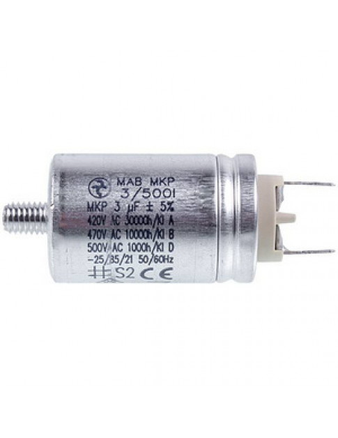 Пусковий конденсатор для посудомийної машини AEG 1115927012 3uF 420V 48x30mm (2 клеми)