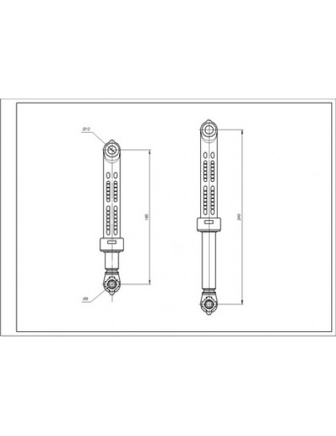Амортизатор бака для пральної машини Gorenje 111818 Suspa 120N L=185-240mm D отворів=8/12mm