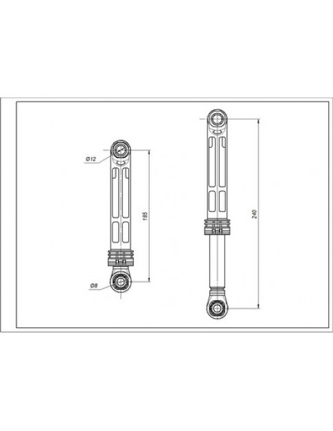 Амортизатор бака для стиральной машины Gorenje АКС 111818 120Н длина=185-240мм диаметр отверстия=8/12мм