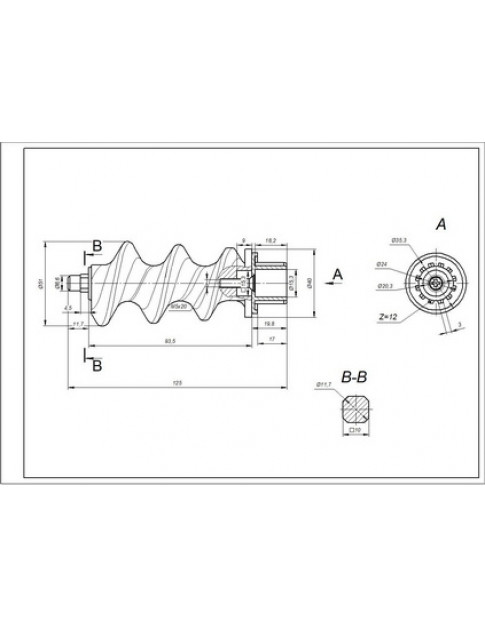 Шнек для м&aposясорубки Zelmer \ Bosch 12024514 NR8 86.3140