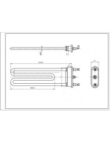 ТЭН для стиральной машины Electrolux 1240325470 TP 235-SG-1950 IRCA Д=235 мм 1950 Вт