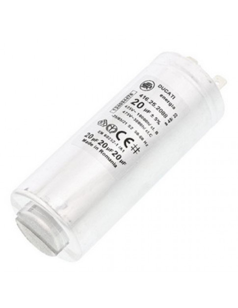 Пусковий конденсатор для сушильної машини Electrolux 1240344760 DUCATI 20uF (2 клеми)