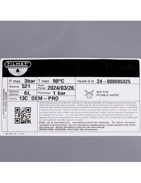 Розширювальний бак Zilmet OEM-Pro 6 л 3/8&apos&apos для газового котла 13C0000610