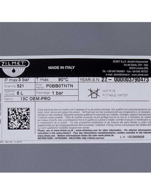 Розширювальний бак Zilmet 8 л 3/8&apos&apos для газового котла 13С0000807