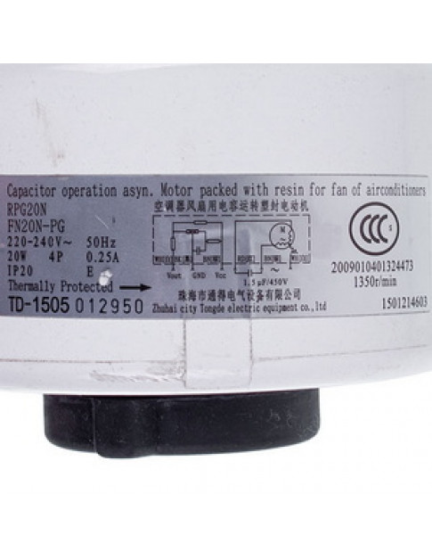 Мотор вентилятора блока для кондиціонера C&H 1501214603 RPG20N(FN20N-PG) 20W 220-240V 0.25A, шток 8x49mm