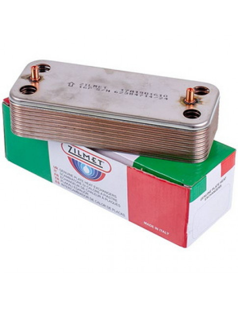 Теплообмінник пластинчастий ГВП Zilmet (16 пластин) для газового котла Sime 17A1901610 Теплообмінник пластинчастий ГВП Zilmet (16 пластин) для газового котла Sime 17A1901610