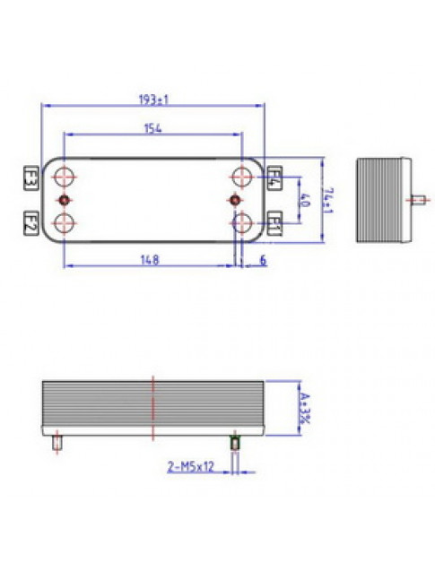 Теплообмінник пластинчастий ГВП (12 пластин) для газового котла 17B1901200