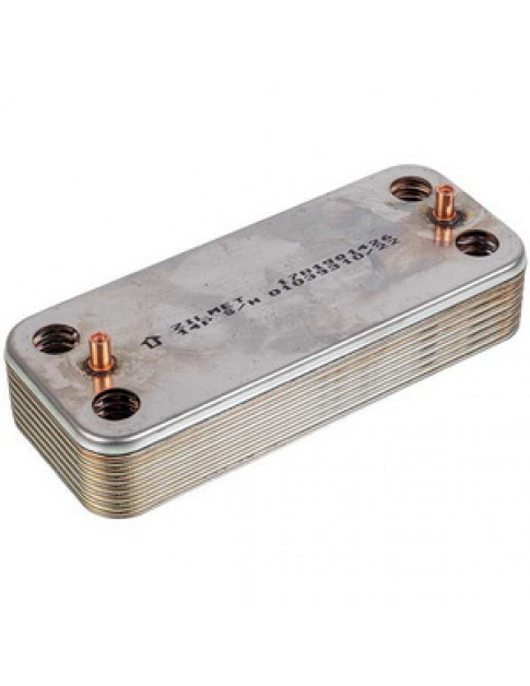 Теплообмінник пластинчастий ГВП Zilmet (14 пластин) для газового котла Ariston, Сhaffoteaux, Sime, Viessmann 17B1901426 Теплообмінник пластинчастий ГВП Zilmet (14 пластин) для газового котла Ariston, Сhaffoteaux, Sime, Viessmann 17B1901426