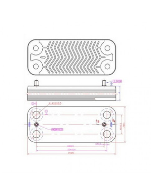 Теплообмінник пластинчастий ГВП (16 пластин) для газового котла 17B1901600