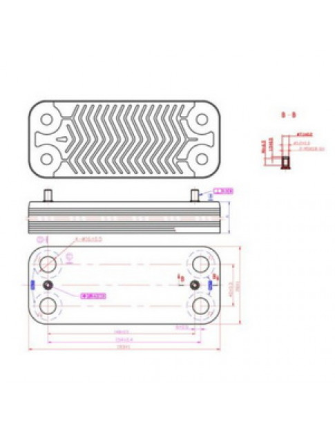 Теплообмінник пластинчастий ГВП (18 пластин) для газового котла 17B1901800