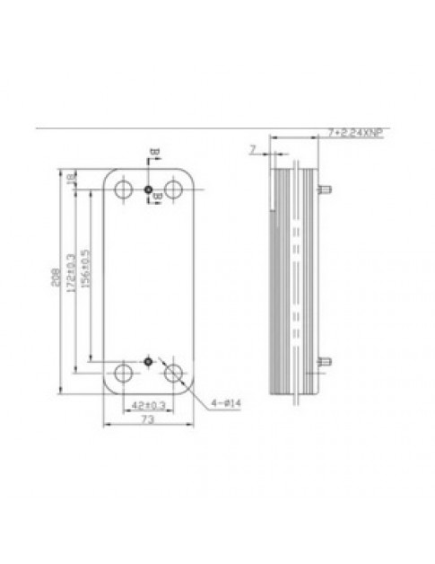 Теплообмінник пластинчастий ГВП (12 пластин) для газового котла Baxi/Westen 17B2071200