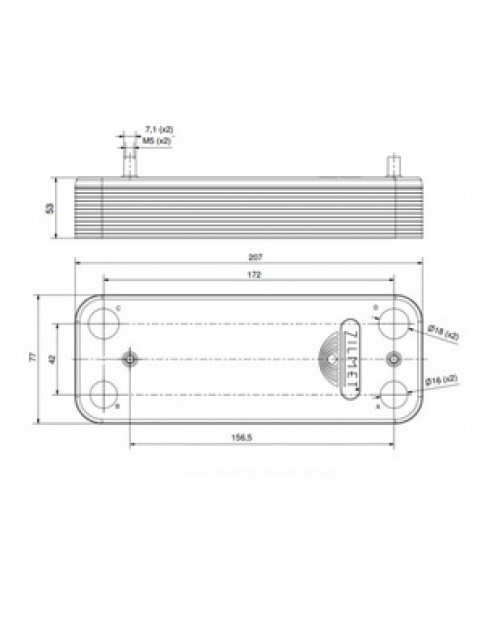 Теплообмінник пластинчастий ГВП Zilmet (20 пл.) для газового котла Baxi Eco, Luna 3, Fourtech, Westen Pulsar 17B2072000
