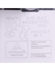 Помпа (насос) для пральної машини Beko 2863201700 HANYU (в зборі) B15-6AZ (контакти спарені спереду, на 3 саморізи)