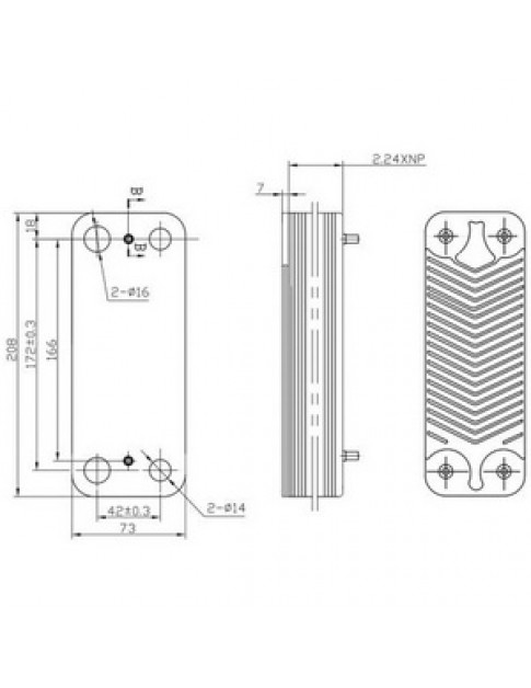 Теплообмінник пластинчастий ГВП (16 пластин) для газового котла Demrad Aden, Atron, Kalisto 3003200025