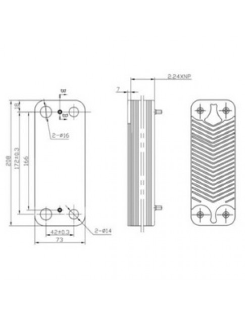 Теплообмінник пластинчастий ГВП (10 пластин) для газового котла Demrad 3003200027 Теплообмінник пластинчастий ГВП (10 пластин) для газового котла Demrad 3003200027