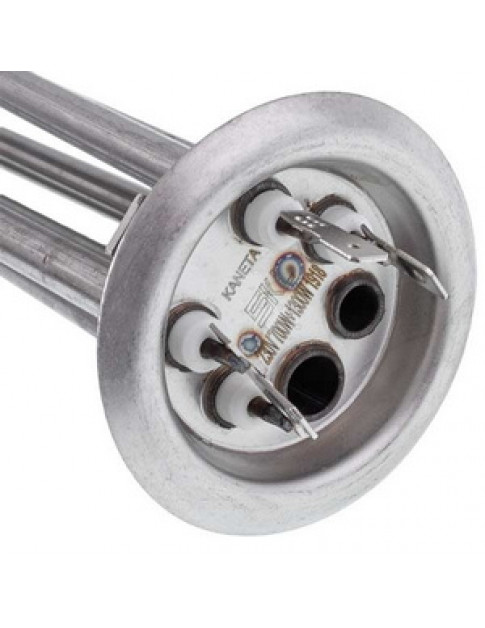 Тен для бойлера Kaneta 34013100000 2000W (нержавійка) L=310mm фланец 64mm, 2 трубки под датчик анод M4