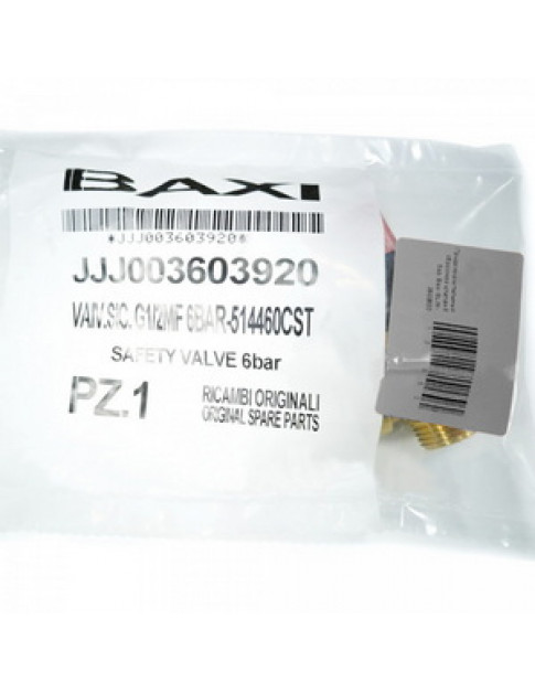 Запобіжний клапан 6 бар для бойлера газового підлогового котла Baxi SLIM 2.230 3603920