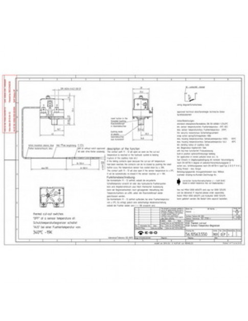 Термостат захисний EGO 56.10563.550 для пароконвектомата Convotherm Cmx-eT серії 376061 максимально +340°C