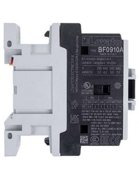 Контактор (магнітний пускач) LOVATO 380714 BF0910A 25A/230V AC 9A/4,2kW/400V AC3 Контактор (магнітний пускач) LOVATO 380714 BF0910A 25A/230V AC 9A/4,2kW/400V AC3