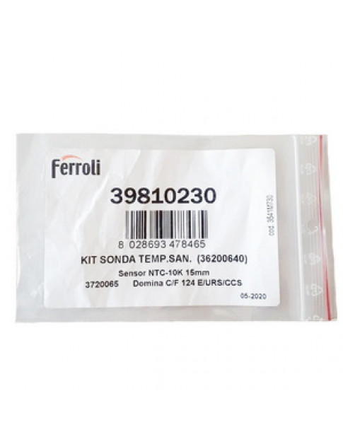 Датчик NTC температури ГВП накладний D=15 мм для газового котла Ferroli Diva, Domina, FEReasy 39810230 Датчик NTC температури ГВП накладний D=15 мм для газового котла Ferroli Diva, Domina, FEReasy 39810230