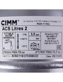 Розширювальний бак Cimm 2 л 1/2&apos&apos для бойлера газового котла Ferroli Divatop, New Elite, Beretta Boile 39818200