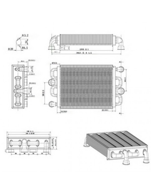 Теплообмінник бітермічний для газового котла Ferroli Domina/Domiproject/FEReasy 28-32 кВт 39842570