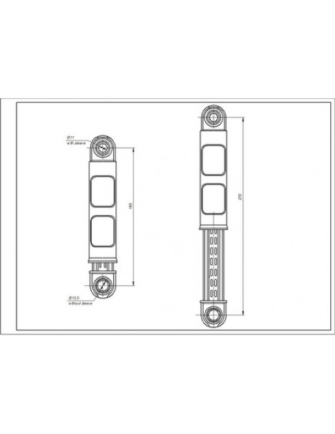 Амортизатор бака (без кріплення) для пральної машини Candy 41017168 120N L=185-270mm D отвору=11mm