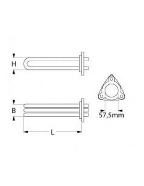 ТЕН бойлера для посудомийної машини Comenda, Fagor, Electrolux, Lainox 415021 6000Вт, 230В, фланець 57,5мм