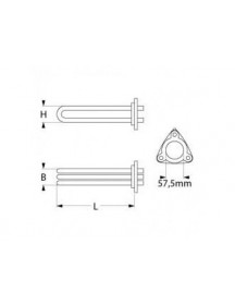 Тен бойлера для посудомийної машини Angelo-Po, Comenda, Rosinox 415022 9000W 230/400V L=475mm B=36mm